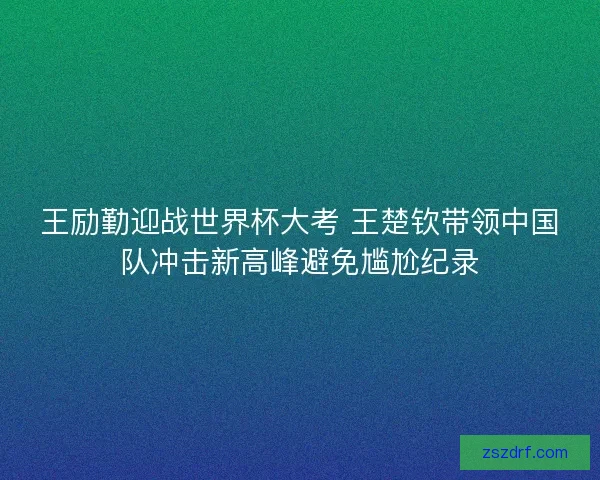 王励勤迎战世界杯大考 王楚钦带领中国队冲击新高峰避免尴尬纪录